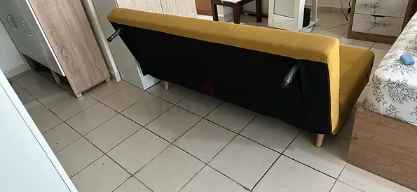 Yellow 3-seater Sofa Bed / Futon in Good Condition