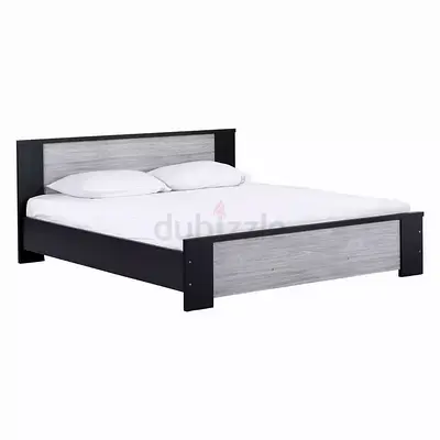 Double Bed Frame (King Size) with Headboard and Footboard - Wooden Finish; Size 193 x 217 cms