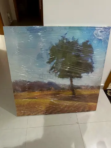Framed Landscape Oil Painting of Lone Tree - Wrapped and Ready