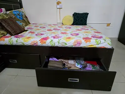 Complete Bedroom Set - bed, mattress, side tables, wardrobe, dressing table
