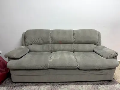 Grey 3-Seater Fabric Sofa - Comfortable, Good Condition