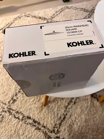Chrome 203mm Square Rain Shower Head - Kohler-style, Polished Finish