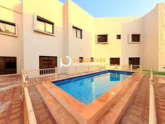Quality villa 3 bed room corner villa shared pool front yard covered parking rent 120k