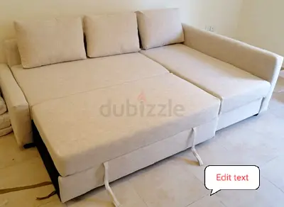 IKEA L Shape Sofa cum bed with big storage and you can fix the storage left or right anyside you wan