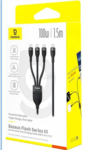 Baseus Flash III 100W 3-in-1 Cable (1.5m, Braided) – Excellent