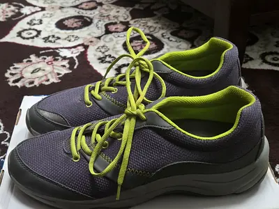 Grey and Lime Green Mesh Sports Shoes (size 41.5 EU)