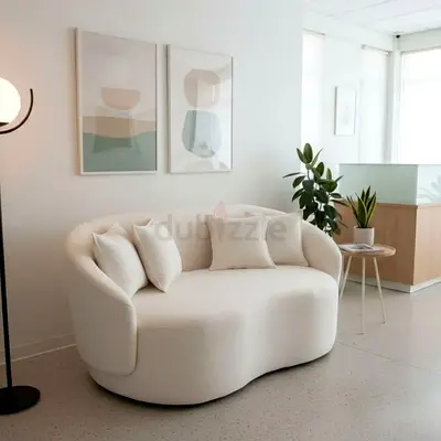 Cream Curved 2-Seater Sofa — Modern Compact Loveseat