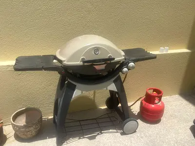 Weber Q 3200 Gas Grill with Rolling Cart Cover