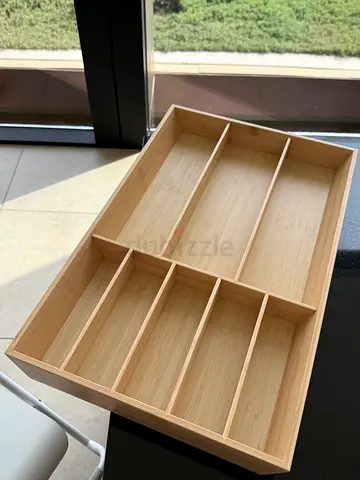 IKEA UPPDATERA wooden multi-compartment organizer/shelf for cutlery - light bamboo finish