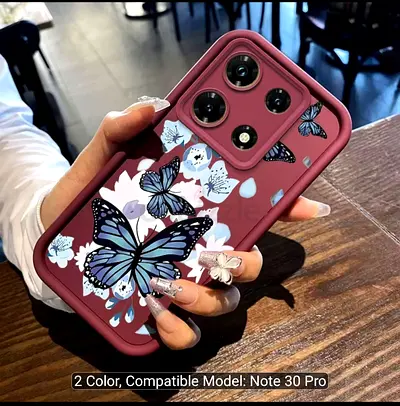 Protective Butterfly Camera Cover Case for Infinix Note 30 Pro - Burgundy