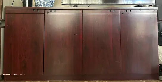 Large Office Storage Cabinet/Credenza – Dark Cherry Finish