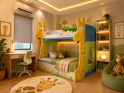 Giraffe themed bunk bed for kids