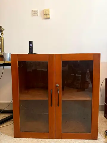Wooden 2-Door Glass Front Cabinet - Medium Size