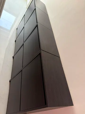 Large dark wood modular shoes storage cabinet / sideboard - good condition