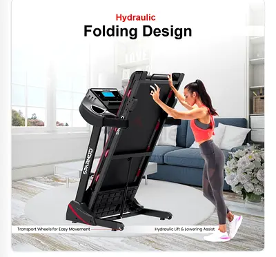 Foldable Hydraulic Treadmill with Auto Incline and 5 LCD Display