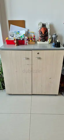 Heavy duty two-door storage cabinet with lock — good condition