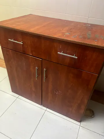 Wooden Storage Cabinet - 2 Doors + Drawer, Used