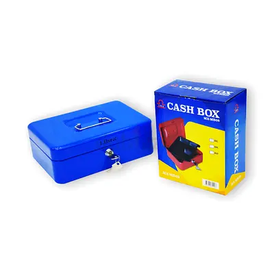 Metal Lockable Cash Box with Keys - Blue