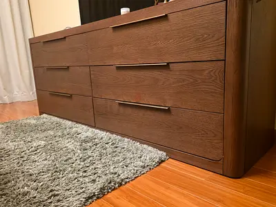 Solid wood 6-drawer low dresser / media console - dark oak