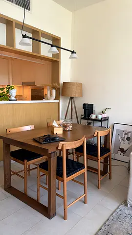 Wooden Dining Table with 4 Chairs - Natural Finish