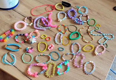 Girls beaded bracelets etc