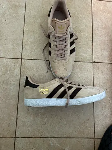 Beige Adidas Gazelle Suede Sneakers - Mens Casual Shoes, Size Unknown