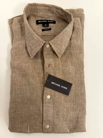 Michael Kors beige linen long-sleeve shirt - size M (new with tag)