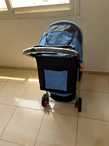 Blue and Black Baby Stroller
