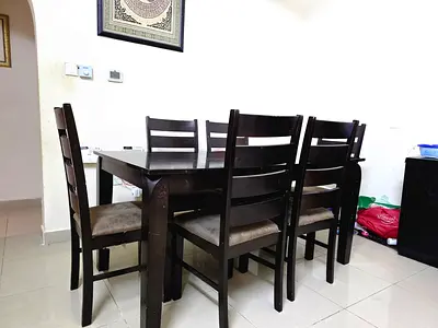 Wooden Dining Table Set with 6 Chairs