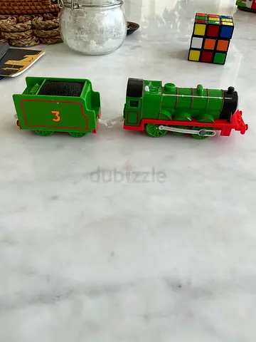 Thomas-style Green Steam Engine Toy Train with Tender — Good Used Condition