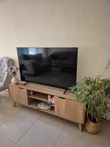Wooden TV Entertainment Unit with Storage - Light Oak Finish