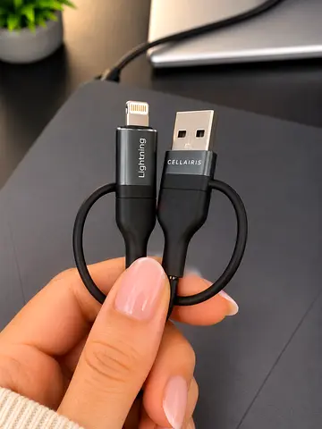 Cellairis 4-in-1  FAST CHARGING TYPE C Lightning Data Sync and Charging Cable Black 60W 1.2m