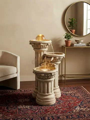 Indoor Tiered Decorative Water Fountain - Classical Column Design