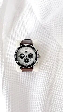 Orient Chronograph Panda Watch with Leather Strap