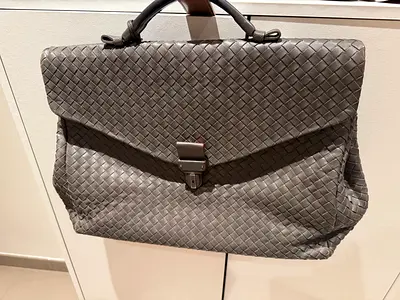 Bottega Veneta Grey woven leather briefcase / messenger bag