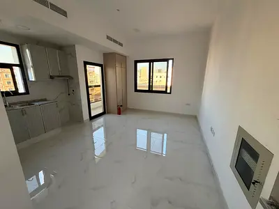 Studio apartment, brand new in Al Alia. Balcony, built-in wardrobes, central AC, prime location with easy access to Sharjah and Dubai.