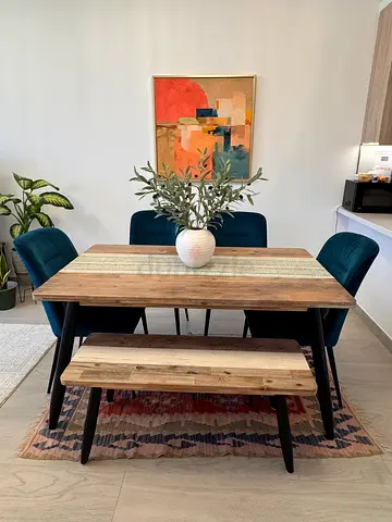 Wood dining table bench
