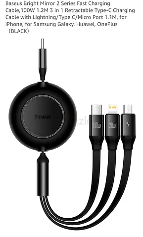 Baseus Bright Mirror 2 100W 3-in-1 Cable (1.2m) – Brand New