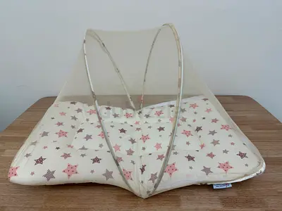 Brand New Baby Bed with Matching Baby Wrap (Stars Design) – Not Used