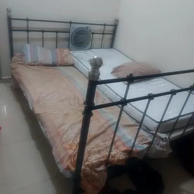 Metal double bed frame with headboard and footboard - good condition