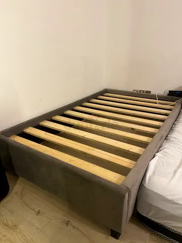 Upholstered Bed Frame (slatted base) - Grey