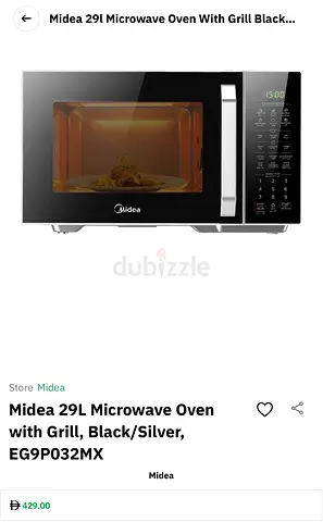 Midea 29L Microwave Oven with Grill (Black/Silver) - Model EG9P032MX