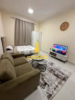 For monthly rent in Ajman - a luxurious studio with a Fully Semi-detached kitchen, fully furnished n