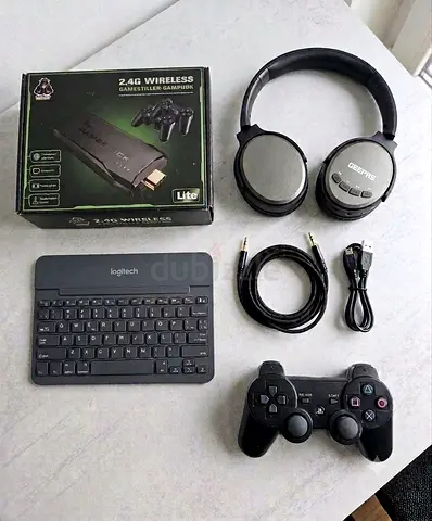 Bundle: Wireless PS3 controllers, Bluetooth Keyboard, Retro GameStick, Headphones + Cables
