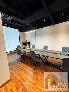 Office for annual rent in Al Majaz 2, Sharjah, on the Corniche. The office is fully furnished, a two
