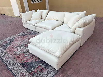 High quality Marina Home luscious feather filled Modular Sofa with footstool Beige Color