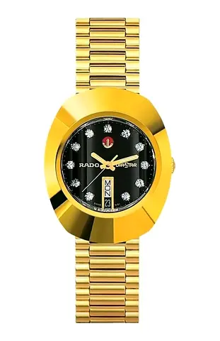 Rado DiaStar Golden Automatic Day-Date Mens Watch with Diamond Markers R12413613