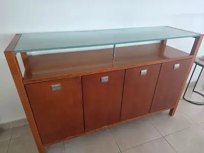 Wooden Sideboard Console with Glass Top - 4 Doors from Marlin Furniture very heavy quality wood