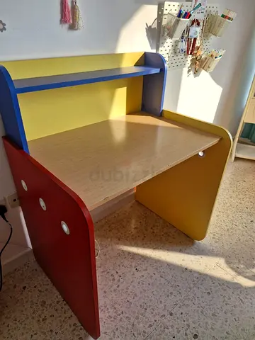 Childrens Colourful Study Desk with Shelf - Good Condition