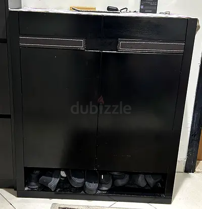 Compact black shoe cabinet / storage cabinet - good condition